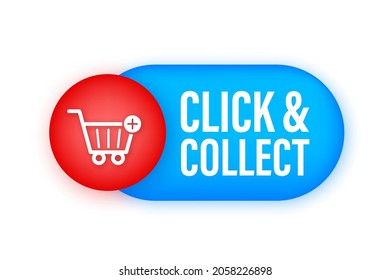 Click And Collect Banner. Flat Style. Website Vector Icon. Vector Stock Illustration