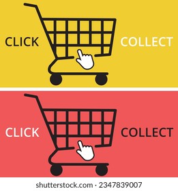 Click and collect banners on a white background with copy space
