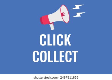 Hacer clic Recoger Botón, Anuncio, etiqueta, Plantilla para el Sitio web. Hacer clic Recopilar texto con el icono de megáfono colorido