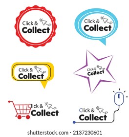 Click and Collect with computer mouse pointer stamp 