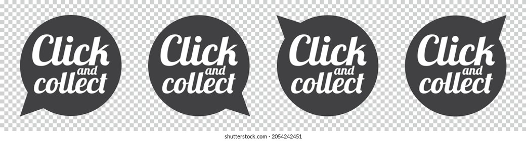 Click And Collect Concept Speech Bubbles - Vector Illustrations Isolated On Transparent Background