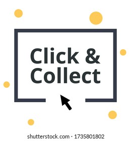 Haga clic y reúna el vector de concepto. Compra en línea en la tienda. El comercio electrónico y el concepto de canal omni. Concepto de compras en línea. Ilustración plana sobre fondo blanco.