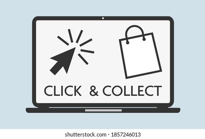 Click And Collect Concept Vector Illustration, Buy Online And Pick Up In Local Store