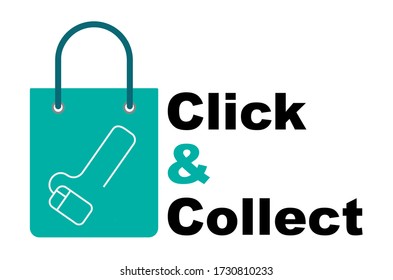 Click and collect concept vector online shopping concept