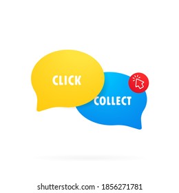 Click And Collect Icon. Clipart Image In Flat Style. Buy Online Pick Up At Store. E-commerce And Omni-channel Concept. Online Shopping. Vector Illustration