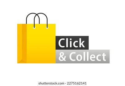 Click and collect icon. Concept online order. Design for ecommerce, internet orders, internet sales and retail. Click and Collect online shopping concept. Vector illustration