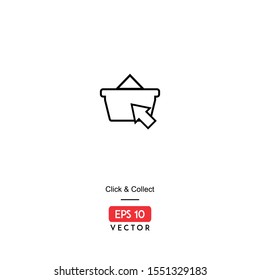 Click and Collect Icon. Ecommerce Isolated On White Background. With Line Style. Buy and Sell Icon. EPS10 - Vector