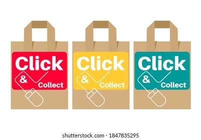 Click and collect internet shopping concept vector on a white background
