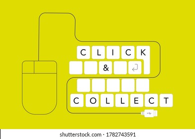 Click and Collect internet shopping consept with keyboard and mouse