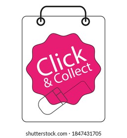 Click and Collect internet shopping consept with bag and mouse