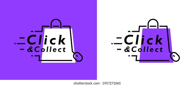 Click and collect line icon isolated on white background. Concept online order. Design for ecommerce, internet orders, internet sales and retail