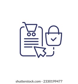 click and collect line icon on white