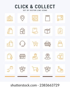 Click and Collect line icons. Trendy stroke signs for website, apps and UI. Premium set of line icons. Outline isolated signs.