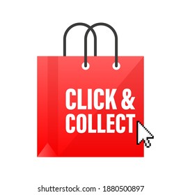 Klicken Sie auf Sammeln für Marketing-Design. Vektorgrafik. Etikett lagern. Klicken Sie auf die Schaltfläche. Digital Marketing Illustration.