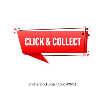 Click collect for marketing design. Vector illustration. Store label. Click button. Digital marketing illustration.