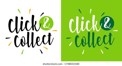 Click and collect on green background