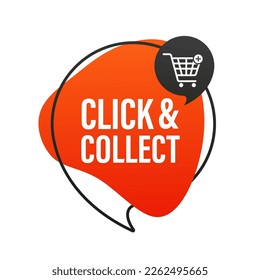 Click and Collect online shopping concept. Click and Collect with Computer Pointer. On speech bubble. Vector illustration