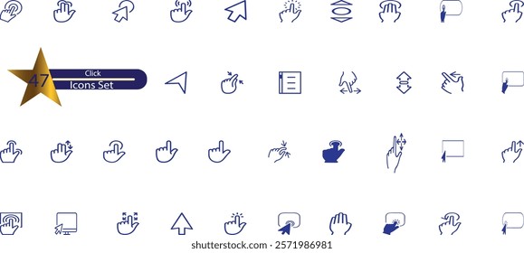 Click and collect online shopping editable stroke outline icons set isolated on white background flat vector illustration.