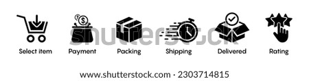 click and collect order, icon, delivery truck, delivery services steps, receive order in pick up point, e-commerce business concept, vector illustration 10 eps. Stock foto © 
