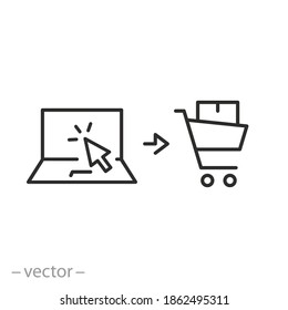 click and collect order, icon, receive order in pick up point, online delivery service, store e-commerce concept, - editable stroke vector illustration eps 10