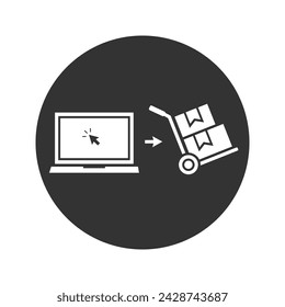 Click and collect order, icon, receive order in pick up point, online delivery service, store e-commerce concept, - editable stroke vector illustration