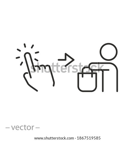 click and collect order, icon, receive order in pick up point contact, delivery collection free, e-commerce concept - editable stroke vector illustration eps 10
