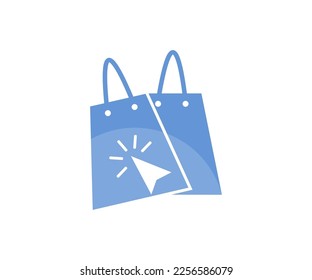 Haga clic y recoja el pedido en línea, diseño del logotipo de concepto de negocio de comercio electrónico. Venta de promoción de compras en línea en el diseño e ilustración de vectores móviles, de comercio electrónico y de marketing digital.