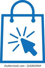 Click and collect order online icon, online shopping service icon blue vector