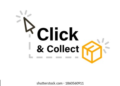 Click and collect poster. Clipart image