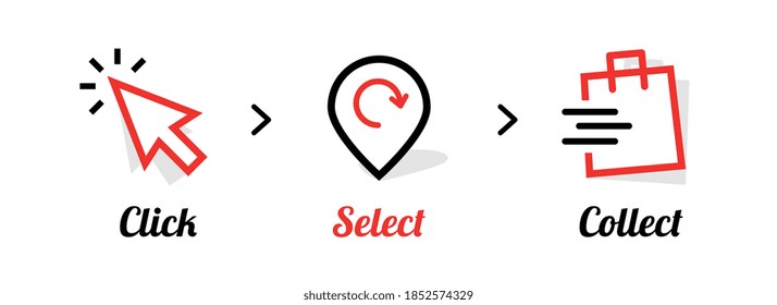 Click and collect route on white background