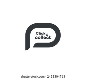 Click and collect sign on white background	