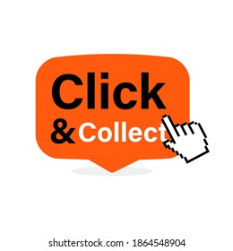 Click and collect speech bubble icon. Clipart image isolated on white background.