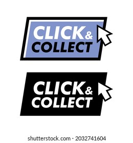 Click and collect stamp with arrow pointer. Vector illustration