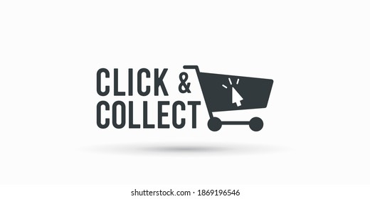 Click and collect store cart sign. Vector illustration