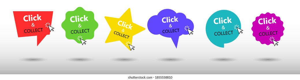 Click and collect vector icon set