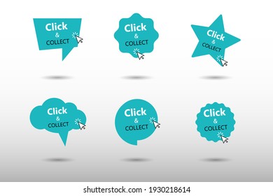 Click and collect vector icon set