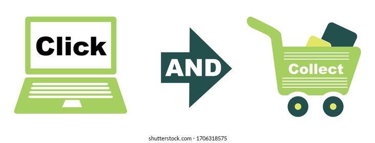 Click and Collect vector illustration of Internet shopping