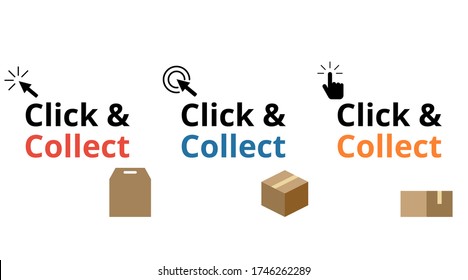 Click and collect vector. Online Shopping flat illustration. Online to offline concept. E-commerce and omni-channel concept on white background. Buy online pick up at store.