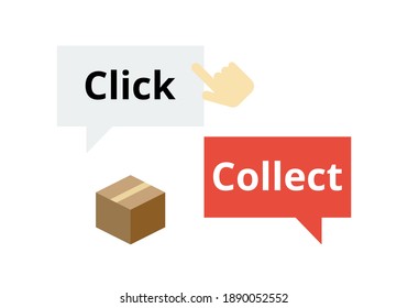 Click and collect vector. Online shopping concept. Marketing and business concept. Buy online pick up at store. Flat illustration on white background.