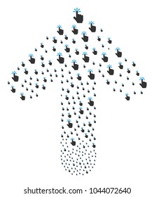 Click composition created in the shape of ahead direct arrow. Ahead path arrow composition constructed from click icons.