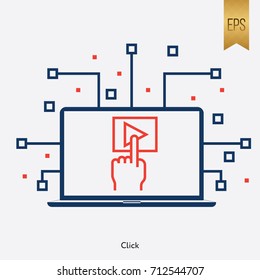 Click and Computer Icon Flat  Graphic Symbol Sign