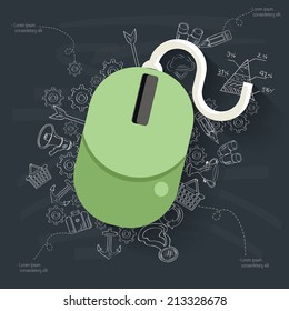 Click concept design on blackboard background,clean vector