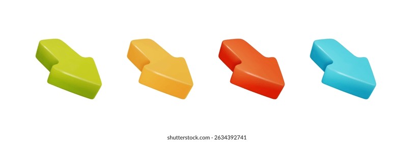 Click cursor 3d vector icon. Mouse arrows pointing direction in different color. Pointer arrows isolated.