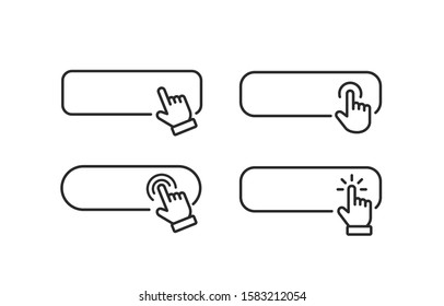 Click cursor blank button icon isolated on white background. Vector hand pointer clicking banner icon.
