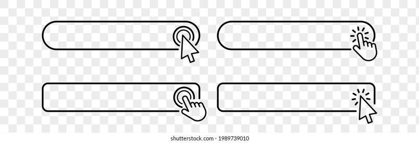 Click cursor blank button icon isolated on transparent background. Vector hand pointer clicking banner. Click cursor set button with hand pointer clicking.