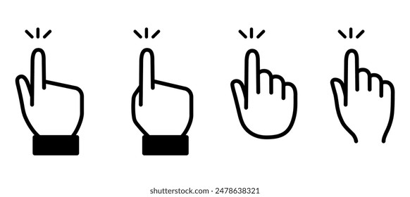 Click and cursor finger icon set