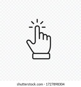 Click cursor icon isolated on transparent background. Vector hand pointer symbol.	