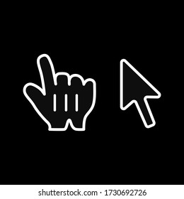 Click, Cursor Icon Modern Symbol Isolated on black background.Vector Illustration