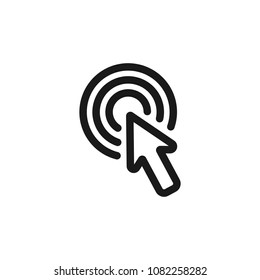 click, cursor icon outline on white background