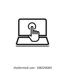 click, cursor icon outline on white background